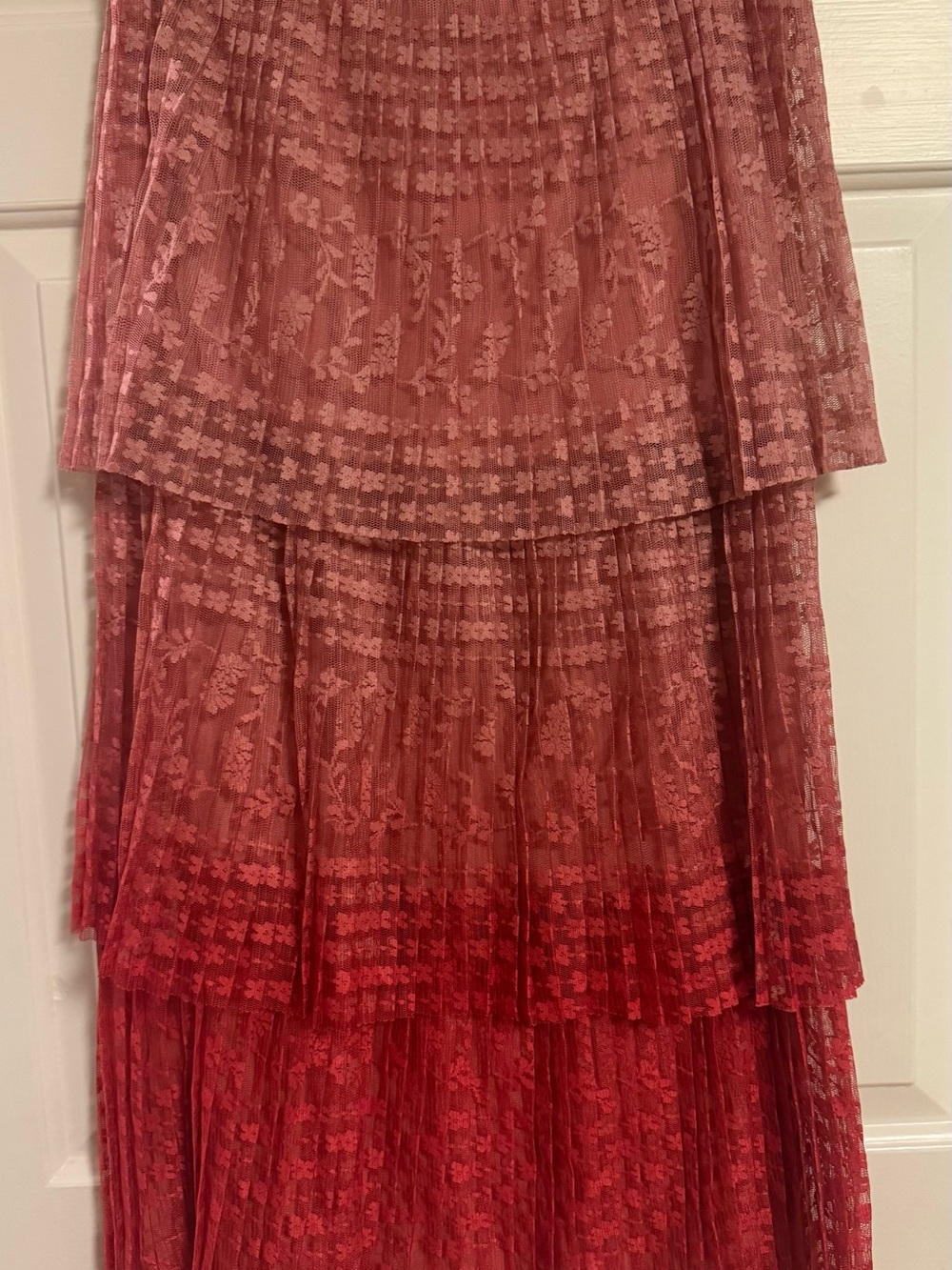 Maeve Ombre Tiered Lace Midi Skirt